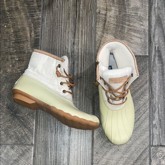 Sperry Top-sider Cream and Tan Rain Boots with Rubber Sole - Picture 1 of 4